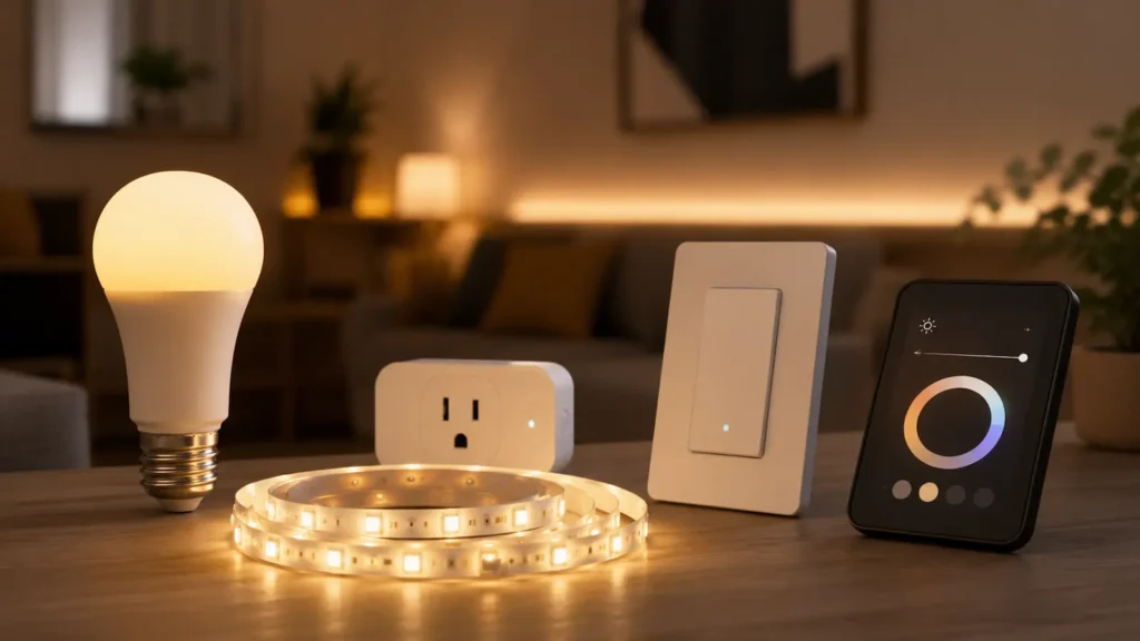 Iluminación inteligente para el hogar con bombilla y control conectado
